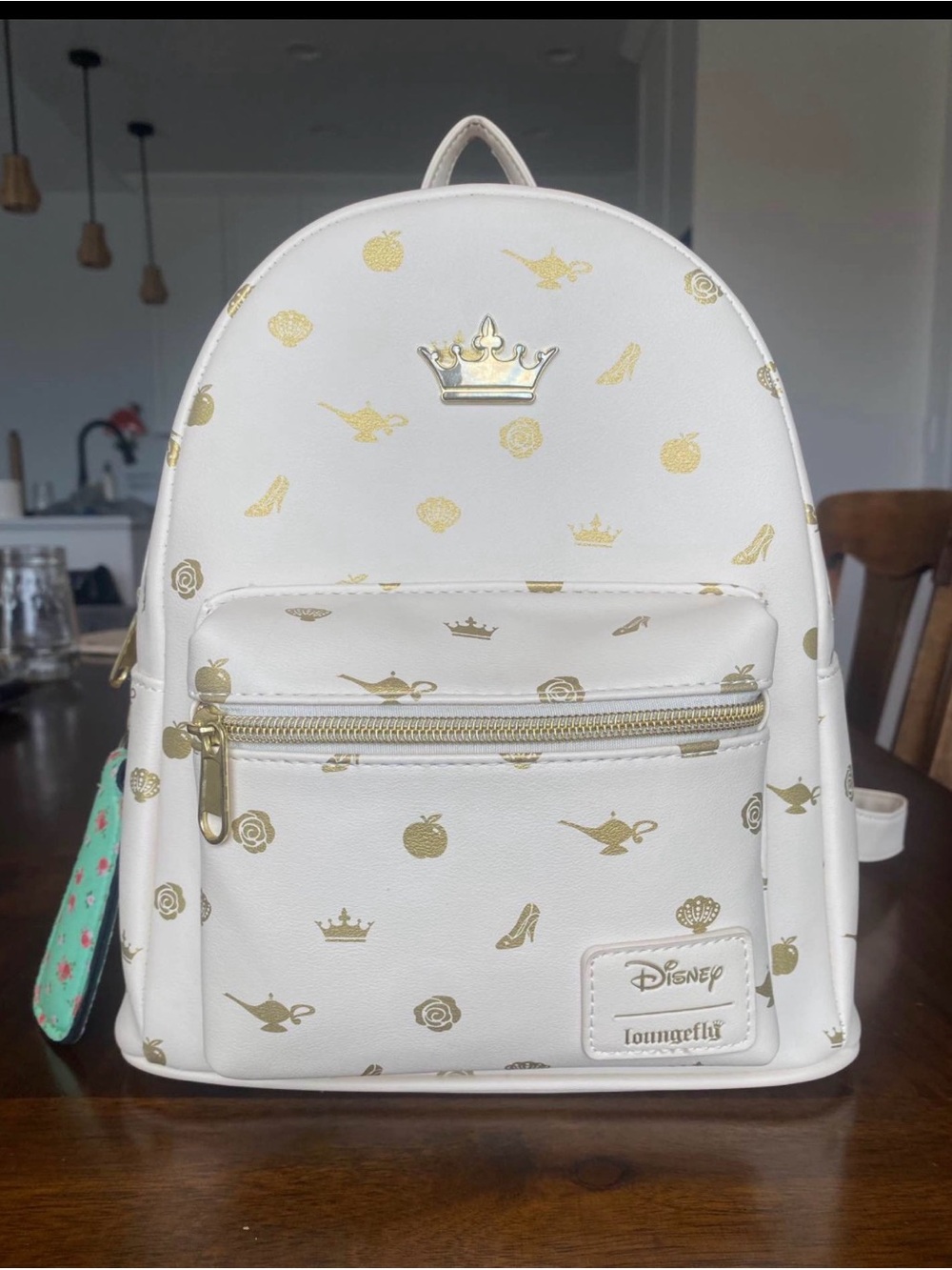 Loungefly White & Gold Princess Icon Mini Backpack for Kids